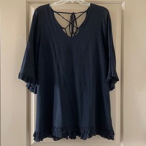 Black Tunic Ruffle Top